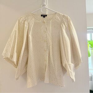 Ilana Kohn Cream Wave-Print Button Front Blouse